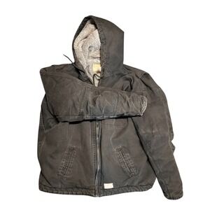 Schmidt Workwear Mens Sherpa Lined Canvas Hooded Jacket Brown 2XLR